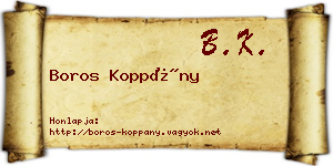 Boros Koppány névjegykártya