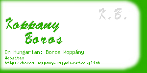 koppany boros business card